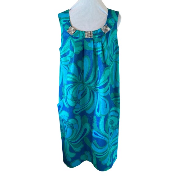 Lilly Pulitzer Dresses & Skirts - Lilly Pulitzer Payton Brewster Blue Big Bang Metallic Rhinestone Shift Dress 14